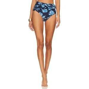 PatBO Nightflower High Waist Bikini Bottom in Indigo Large NWT Womens‎ Swimsuit